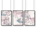 Chinoiserie wall art for home office decor | set of 3 framed wall art