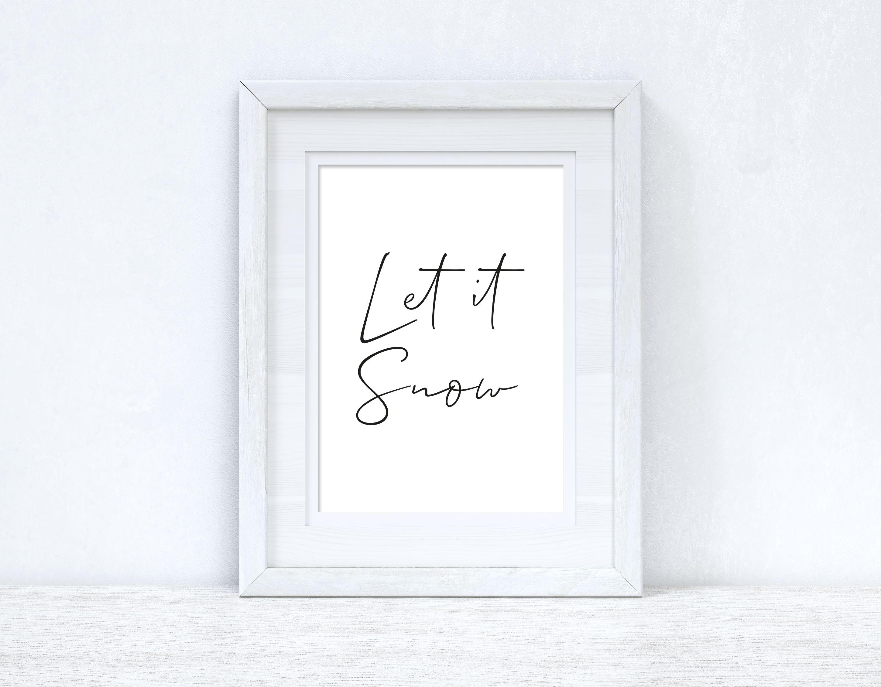 Let It Snow Simple Winter Christmas Seasonal Wall Home Decor Print