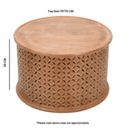 Carved Mango Wood Round Coffee Table