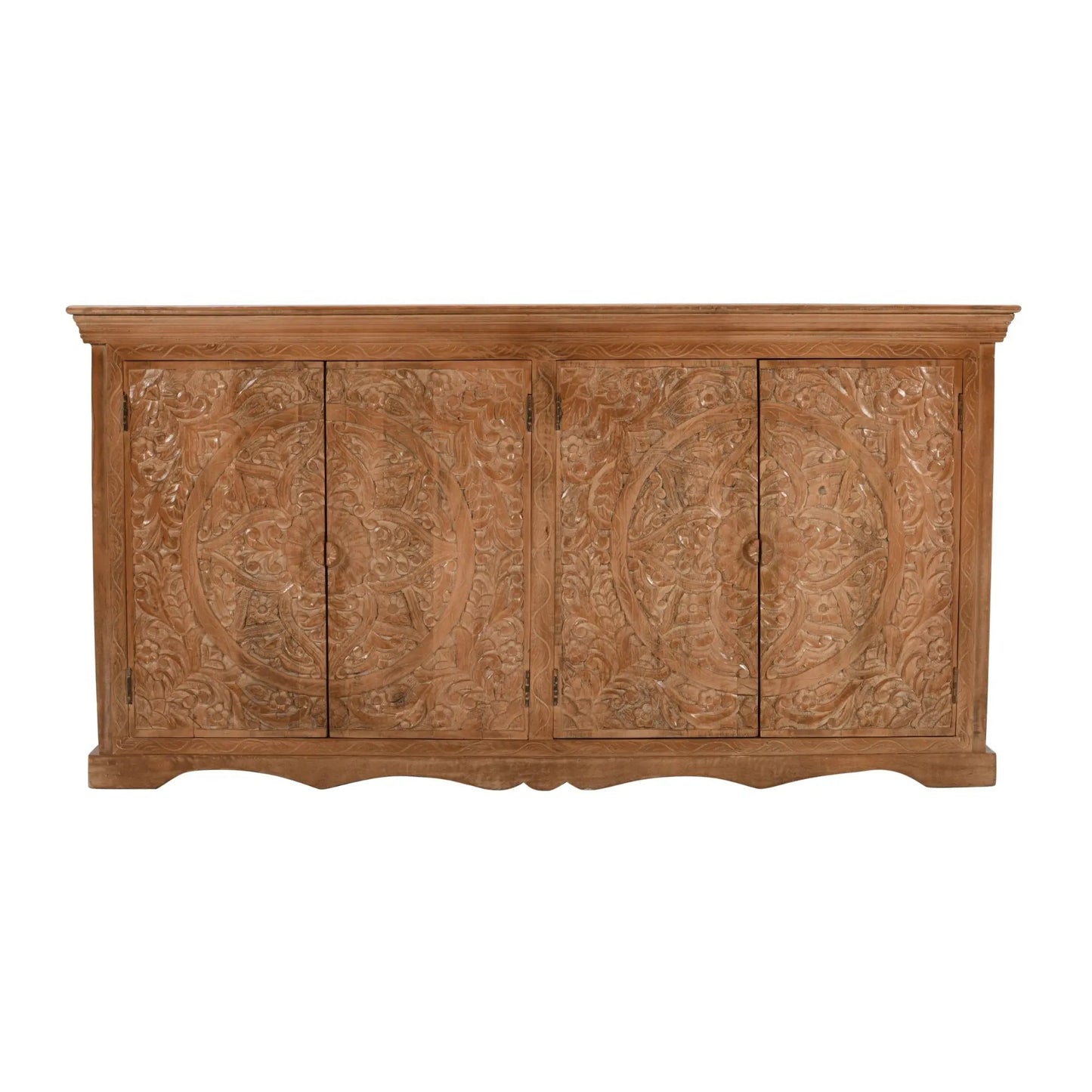 Carved Mango Wood Extra Large Sideboard with 4 Doors Verty Furniture