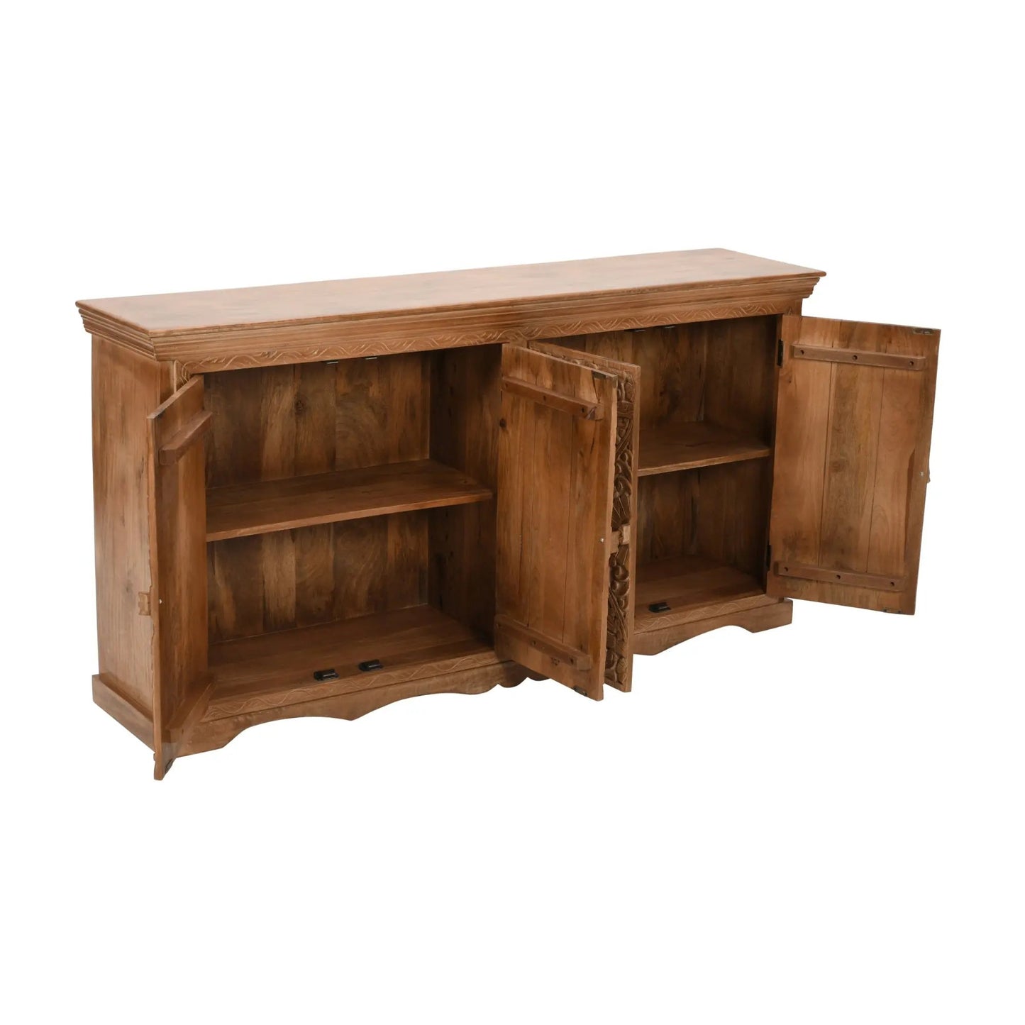 Carved Mango Wood Extra Large Sideboard with 4 Doors Verty Furniture