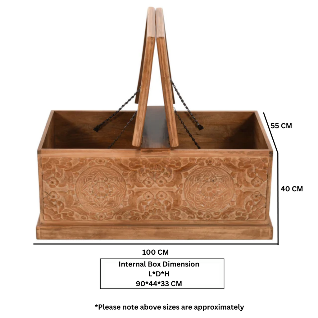 Carved Mango Wood Coffee Table/Blanket Box