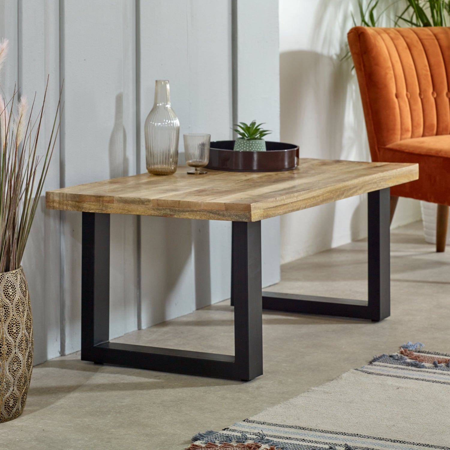 Merlin Mango Wooden & Metal Coffee Table