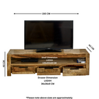Merlin Mango Wooden Large TV Stand With 3 Drawers
