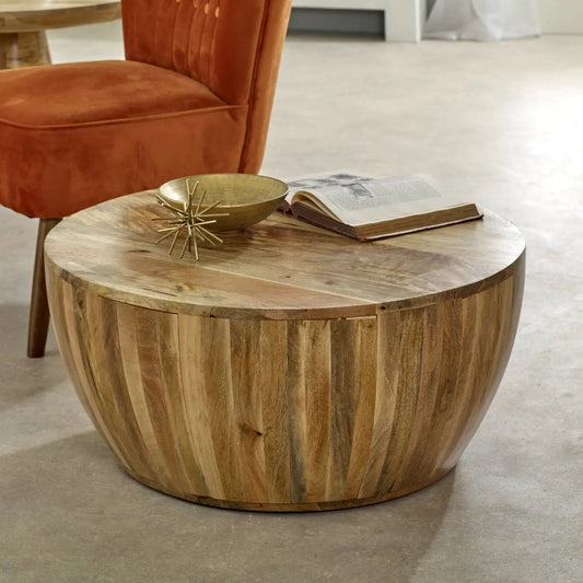 Merlin Mango Wooden Drum Coffee Table Verty Furniture