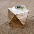 Bianco Solid Mango Wood White Side Table