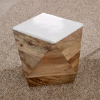 Bianco Solid Mango Wood White Side Table