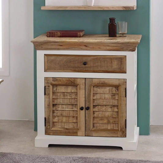 Bianco Solid Mango Wood Small Sideboard White Verty Furniture