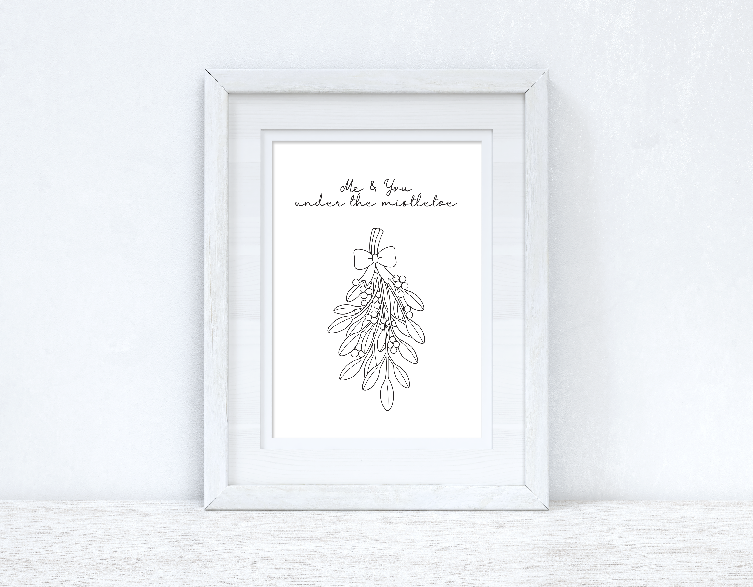 Me & You Mistletoe Christmas Seasonal Wall Home Decor Print
