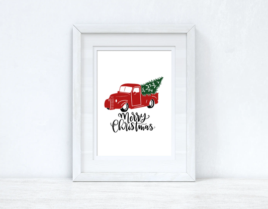 Merry Christmas Red Truck Seasonal Wall Home Decor Print WinsterCreations™ Official Store