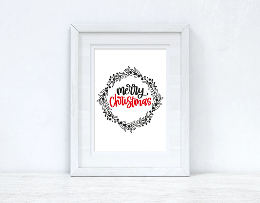 Merry Christmas Wreath Seasonal Wall Home Decor Print WinsterCreations™ Official Store