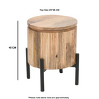 York Solid Wood Bedside Table with Metal Legs