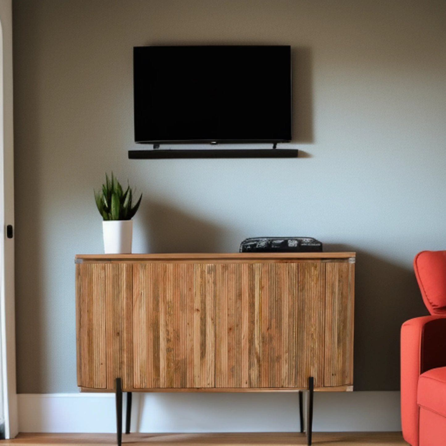 York Solid Wood Sideboard With Metal Legs Verty Furniture