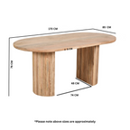York Wooden Dining Table 170Cm