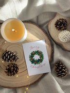 Merry Christmas Traditional Wreath Winter Christmas Seasonal Wall Home Decor Print