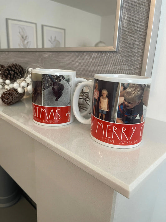 Personalised Text & Photo Picture Merry Christmas Ceramic Mug WinsterCreations™ Official Store