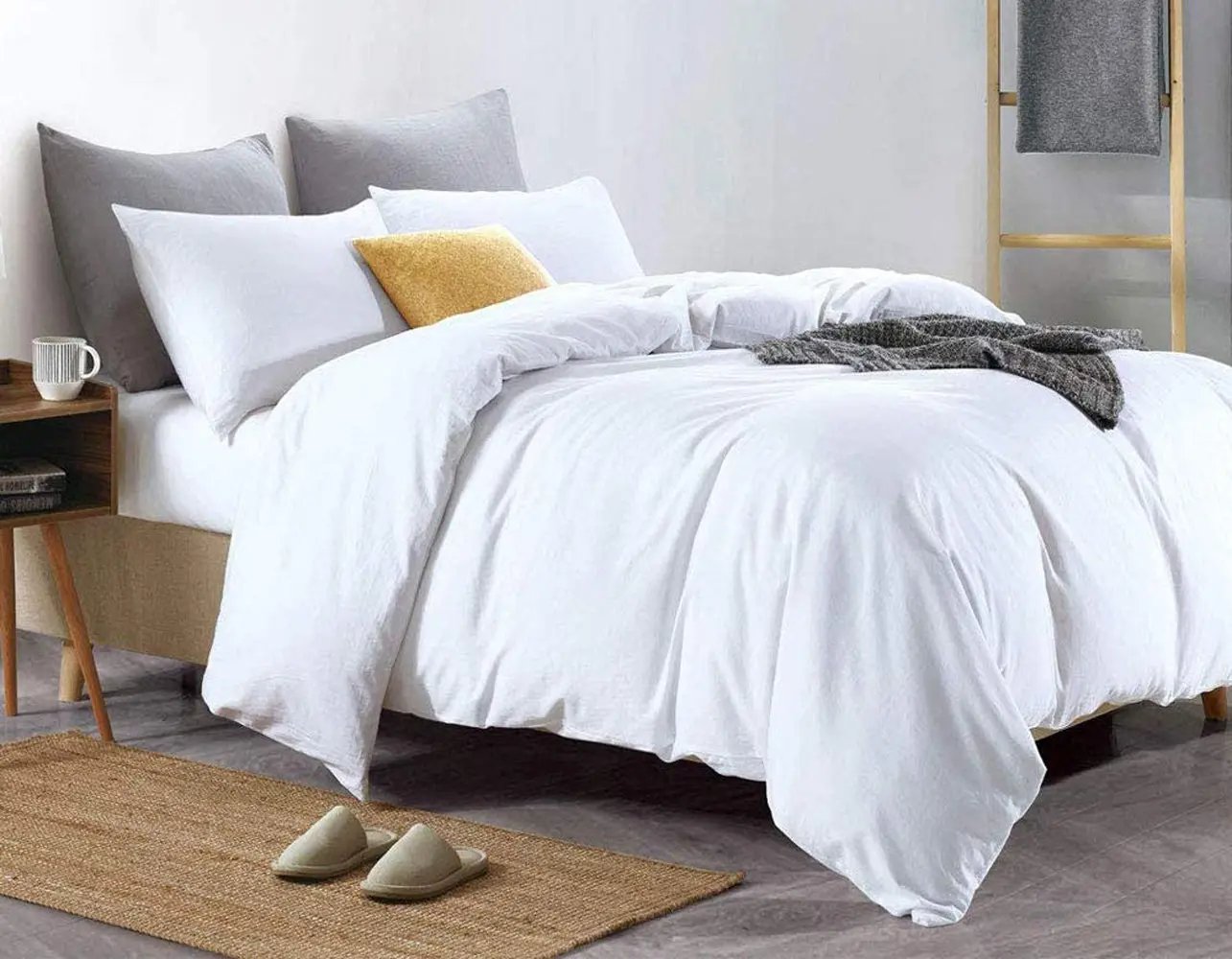 Pure Egyptian Cotton Duvet Cover Bed Set in Plain White Euphoric Bedding