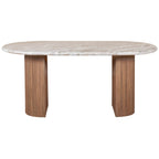 Bundi Natural Marble & Wood Pedestal 6-8 Seater Dining Table