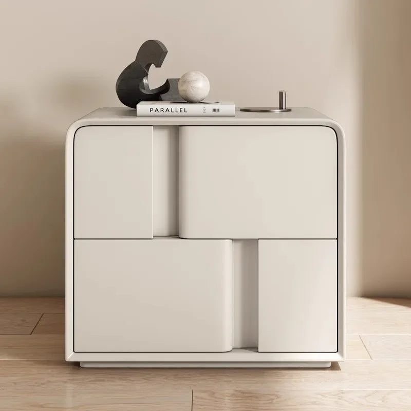 Modern Minimalist Solid Pine Wood Bedside Table with Double-Layer Storage