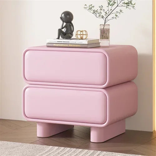 Modern Moroccan Pine Bedside Table with 2 Drawers