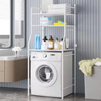 3-Tier Over Toilet Storage Rack - Black Metal Bathroom Organiser 50x26x160cm