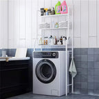 3-Tier Over Toilet Storage Rack - Black Metal Bathroom Organiser 50x26x160cm