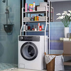 3-Tier Over Toilet Storage Rack - Black Metal Bathroom Organiser 50x26x160cm