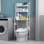 3-Tier Over Toilet Storage Rack - Black Metal Bathroom Organiser 50x26x160cm