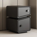 Luxury high-end Moroccan style nightstand, dark grey with two drawers and modern square knobs