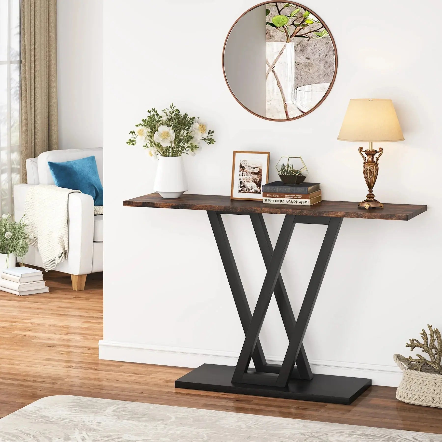Tribesigns Industrial Console Table - Modern Wood Entryway Furniture for Living Room, 43.3" L Klassyx
