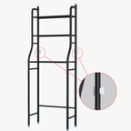 3-Tier Over Toilet Storage Rack - Black Metal Bathroom Organiser 50x26x160cm