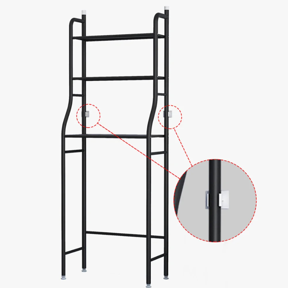 3-Tier Over Toilet Storage Rack - Black Metal Bathroom Organiser 50x26x160cm