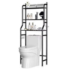 3-Tier Over Toilet Storage Rack - Black Metal Bathroom Organiser 50x26x160cm