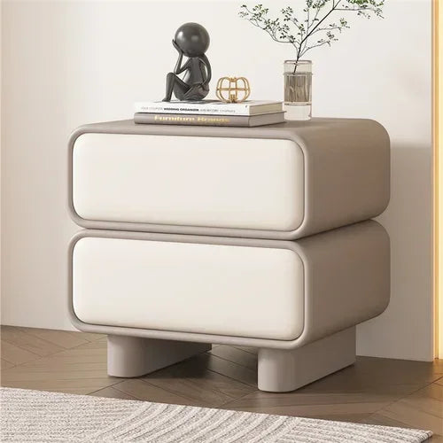Modern Moroccan Pine Bedside Table with 2 Drawers