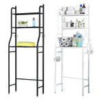 3-Tier Over Toilet Storage Rack - Black Metal Bathroom Organiser 50x26x160cm