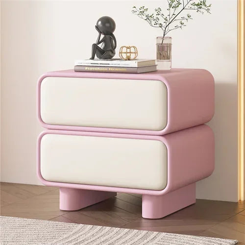 Modern Moroccan Pine Bedside Table with 2 Drawers