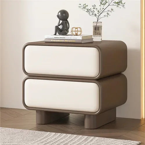Modern Moroccan Pine Bedside Table with 2 Drawers
