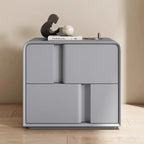Modern grey double-layer storage bedside table with unique minimalist drawer design