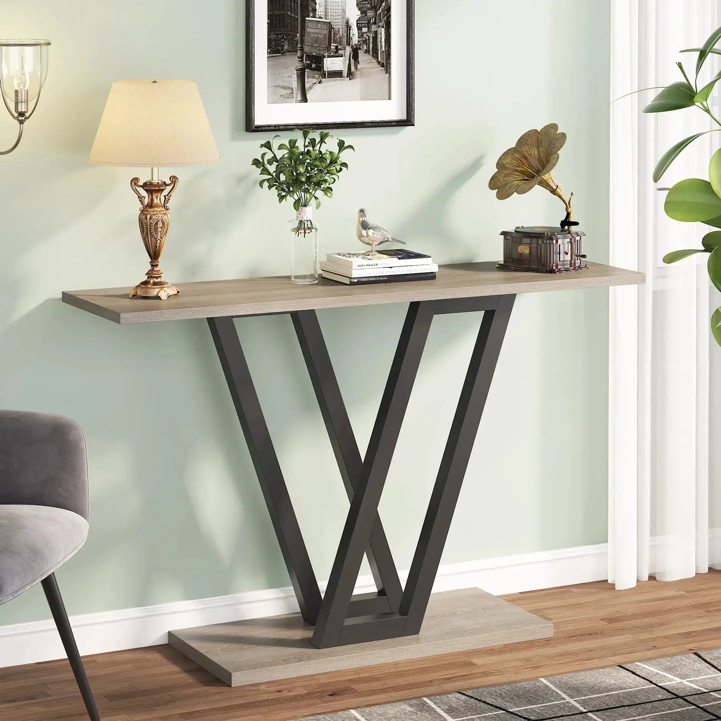 Tribesigns Industrial Console Table - Modern Wood Entryway Furniture for Living Room, 43.3" L Klassyx