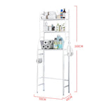 3-Tier Over Toilet Storage Rack - Black Metal Bathroom Organiser 50x26x160cm