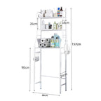 3-Tier Over Toilet Storage Rack - Black Metal Bathroom Organiser 50x26x160cm
