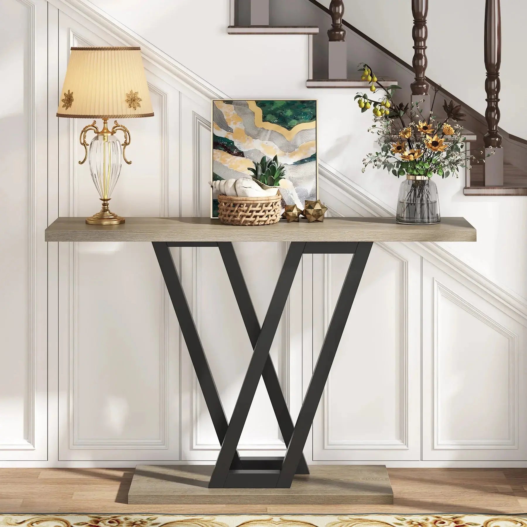 Tribesigns Industrial Console Table - Modern Wood Entryway Furniture for Living Room, 43.3" L Klassyx