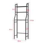 3-Tier Over Toilet Storage Rack - Black Metal Bathroom Organiser 50x26x160cm