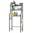 3-Tier Over Toilet Storage Rack - Black Metal Bathroom Organiser 50x26x160cm