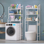 3-Tier Over Toilet Storage Rack - Black Metal Bathroom Organiser 50x26x160cm