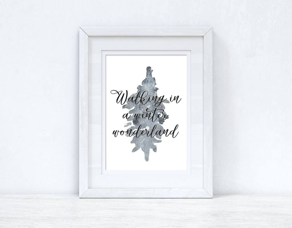 Walking In A Winter Wonderland Grey Tree Winter Christmas Seasonal Wall Home Decor Print