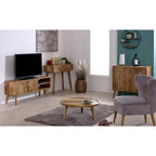 Marlow Light Mango Wood TV Stand with 2 Doors & 2 Shelves
