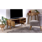 Marlow Light Mango Wood TV Stand with 2 Doors & 2 Shelves