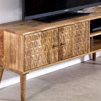 Marlow Light Mango Wood TV Stand with 2 Doors & 2 Shelves