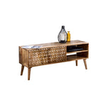 Marlow Light Mango Wood TV Stand with 2 Doors & 2 Shelves